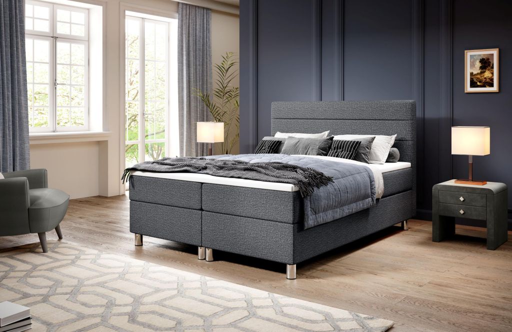 Kontinentales Bett 160x200 RAQUEL 2 - grau