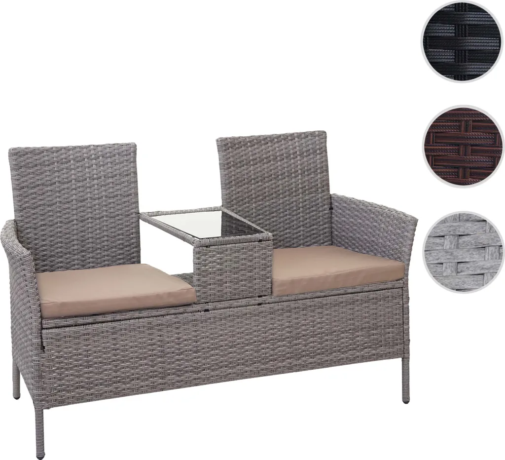 Canapé de jardin 2 places en résine tressée avec tablette centrale - 8