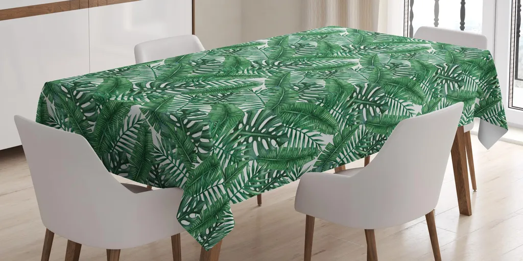 Tovaglia Antimacchia ABAKUHAUS 140x170cm Foglie di Palma Forest Green