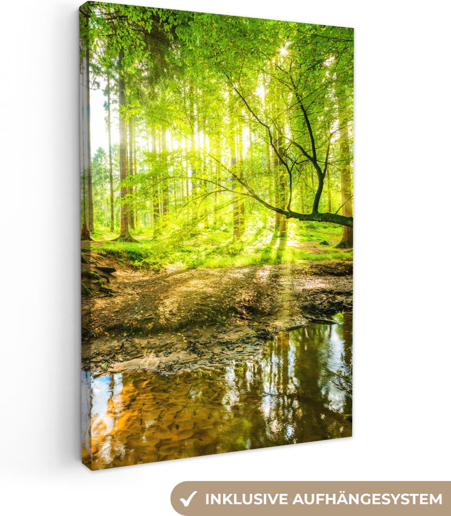 Wanddeko 60x90 cm - Wald - Landschaft - Grün - Natur, Leinwand Bilder, Deko, Gemälde