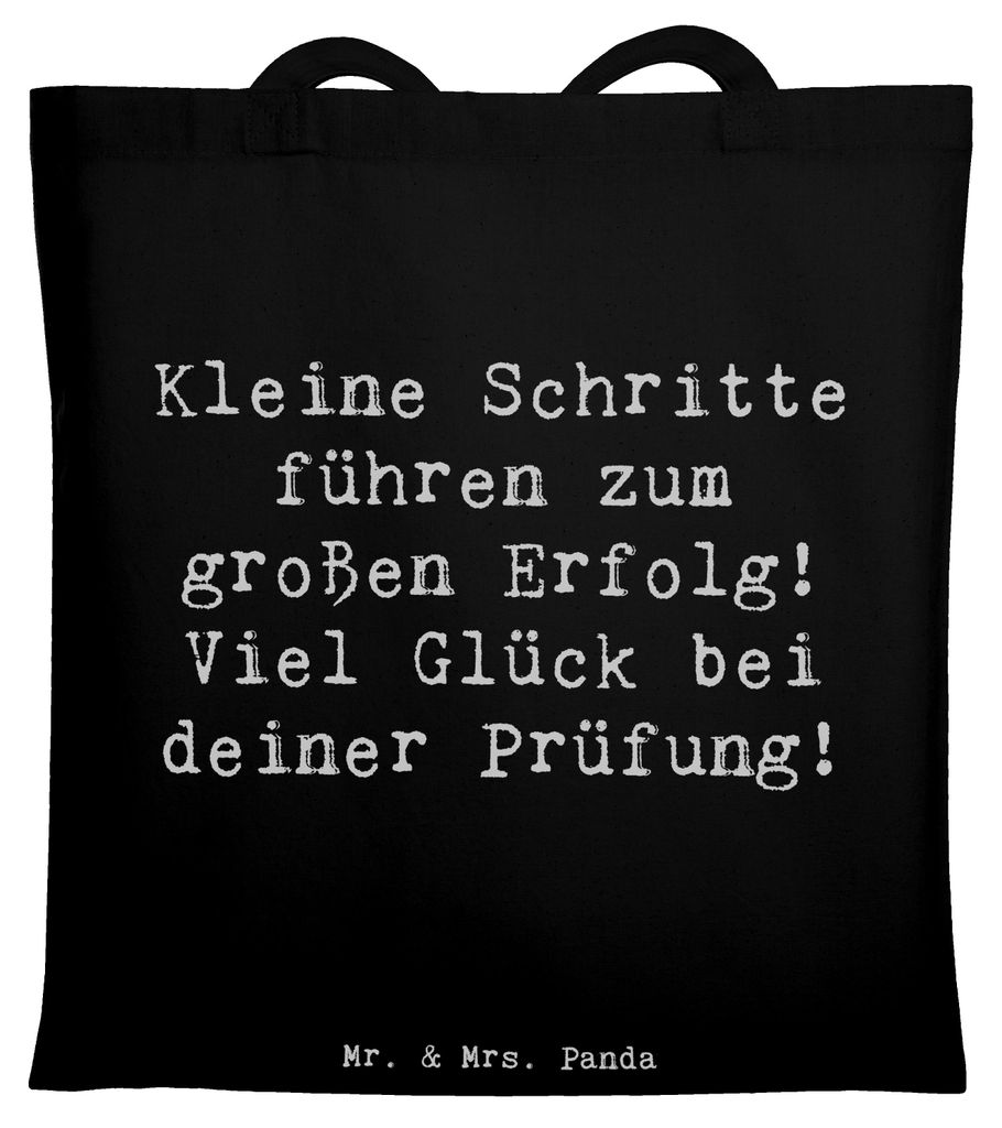 Mr. & Mrs. Panda Tote Bag Spruch Prüfungen bestehen - Schwarz - Geschenk, Tragetasche, viel Glück, Uni Tasche, Unterstützung, Prüfungszeit, Zuv...