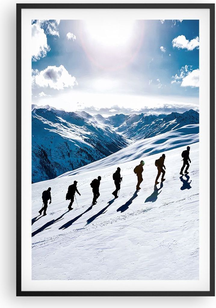 Gerahmtes Poster - Schwarzer Rahmen - Berg Wanderung Gipfel Produktbild 