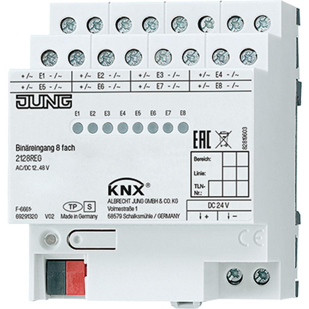 JUNG KNX-Binäreingang 8-fach 12- 2128 REG 48 V 2128 REG