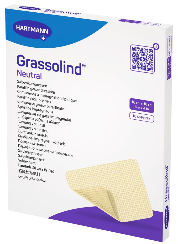 GRASSOLIND Salbenkompressen steril 10X10CM, 10 St KOM Produktbild 
