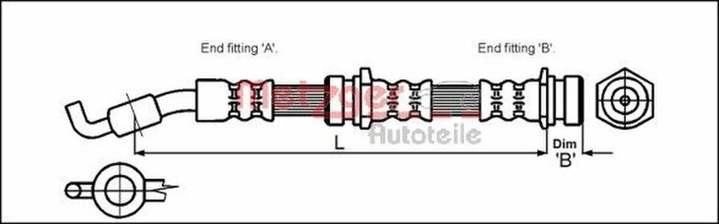METZGER 4114722 Bremsschlauch für KIA PRIDE (DA) für MAZDA DEMIO (DW)