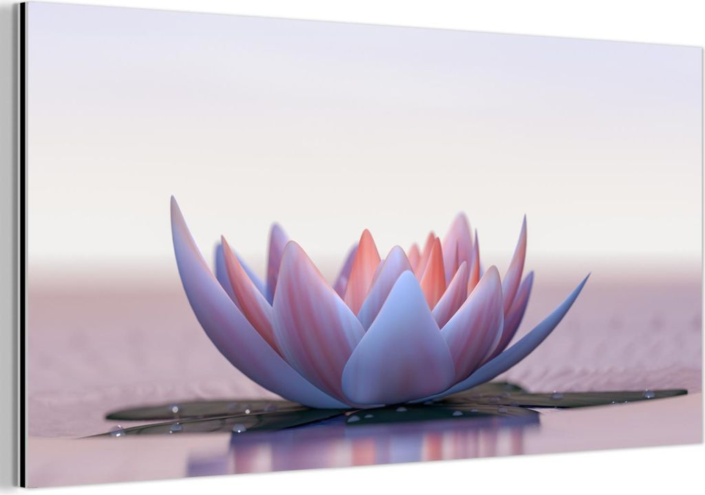 MuchoWow Wanddekoration Metall Metallbild Wandkunst 40x20 cm Lotus - Blumen - Wasser MuchoWow Aluminium Gemälde - Bild - Aluminium