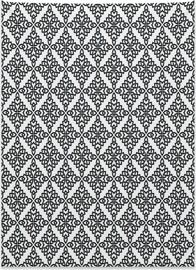 Abakuhaus keltisch Wandteppich, Gitterwerk-Muster aus Weiches Mikrofaser Stoff Kein Verblassen Klare Farben Waschbar, 110 x 150 cm, Weiß und Schwarz