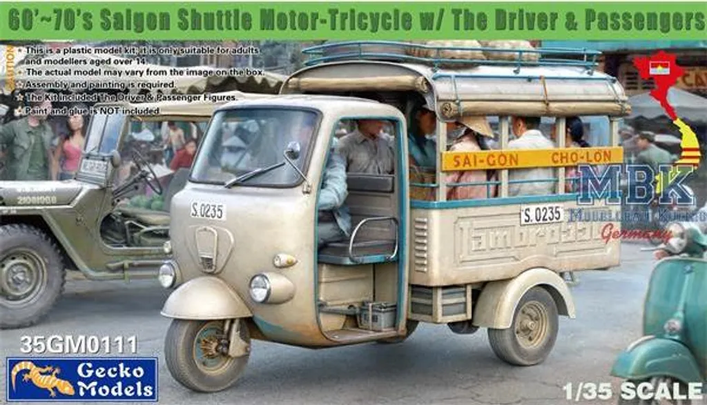 Diorama Vietnam : Tricycle Saigon Shuttle 60-70 et Figurines 1/35 Kit