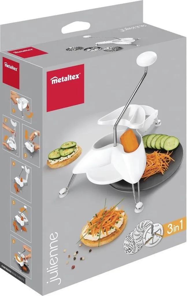 Metaltex Julienne 3 in 1: Affettaverdure con 3 Lame in Acciaio
