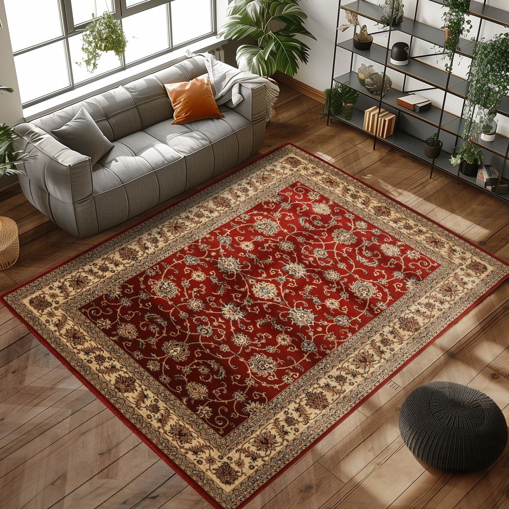 Orientteppich mit traditionellem Medaillon-Muster - elegant und zeitlos für Wohnzimmer und Schlafzimmer, Größe: 200 x 290 cm, Farbe: Rot-2