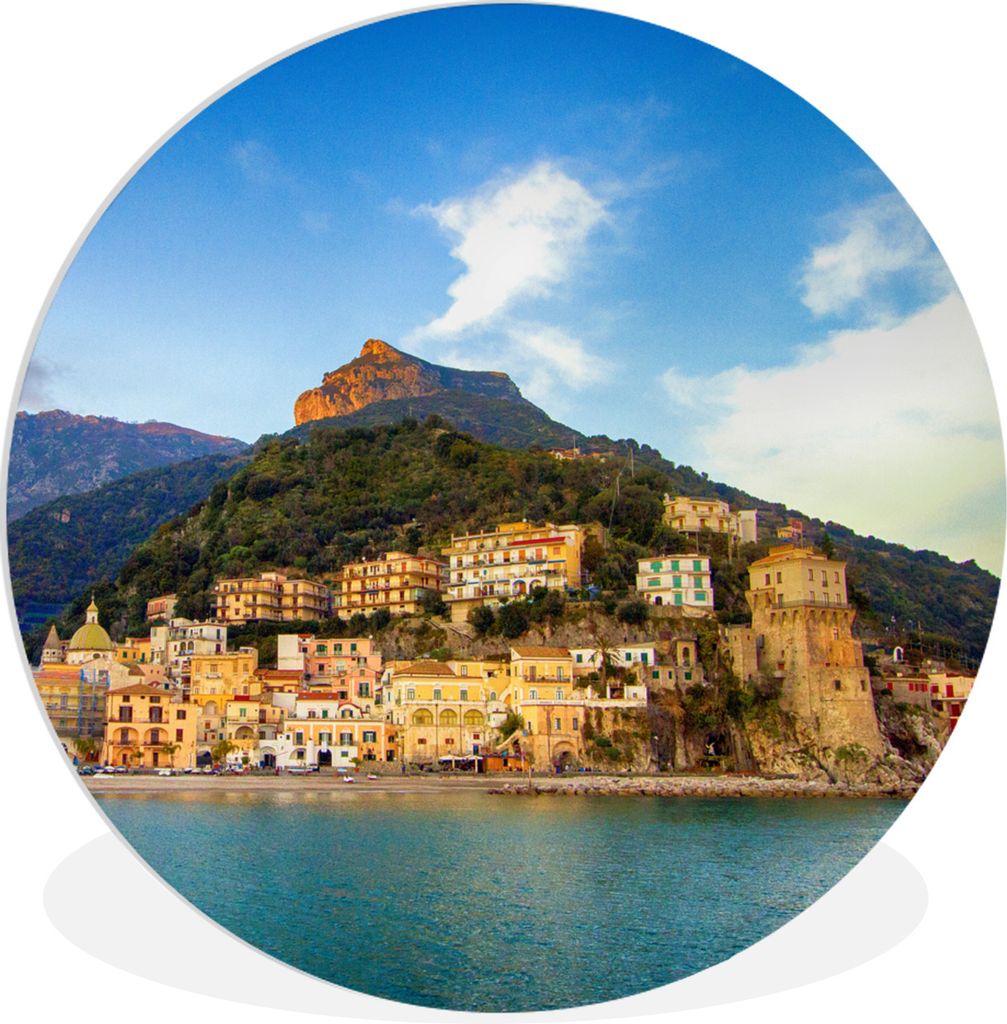 MuchoWow Rundes Wandbild - Runde Bilder Amalfiküste - Berge - Meer Ø 90 cm Kreis Wanddekoration Kunststoff - Wandkreis - Wandschmuck - Wand-Kre...