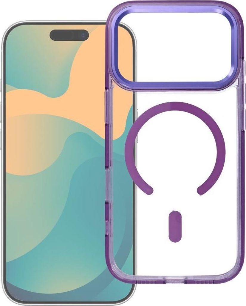 Case passend für iPhone 17 PRO Frame Clear Hybrid Mag Cover kompatibel mit MagSafe purple