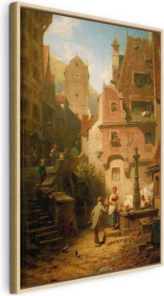 Italienischer Leinwand Leinwandbild - Well-Wisher Presenting Flowers (Carl Spitzweg) 40x60 cm Reproduktionen l-F-13127-b-a