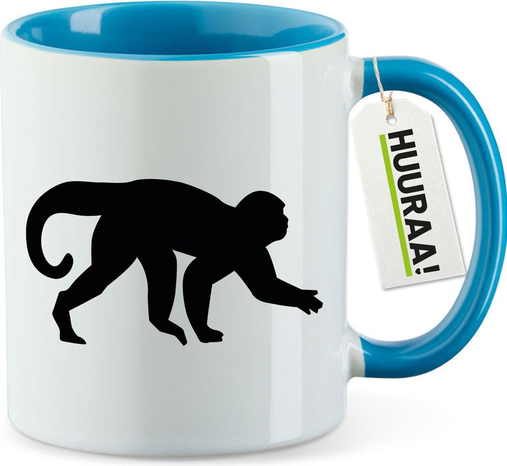 Huuraa Kaffeetasse Affe Silhouette 330ml Blau Keramik Kaffeebecher Geschenkidee