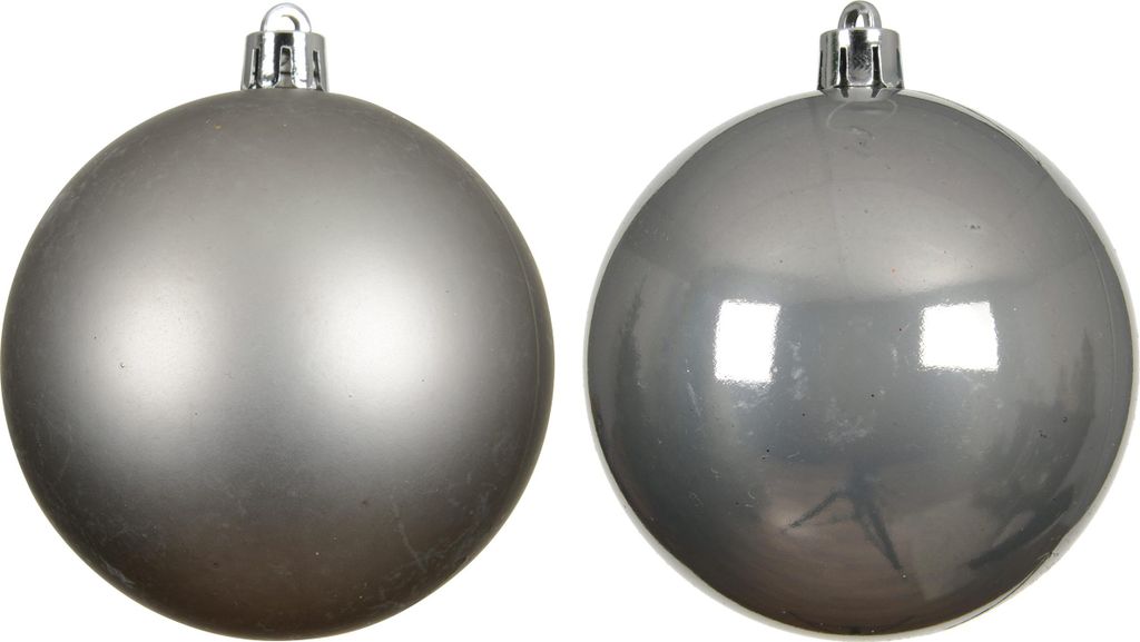 Weihnachtskugeln Kunststoff 10cm 4 Stück - Zart Grau