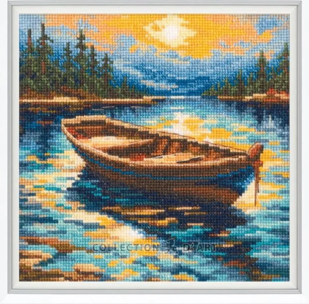 Kit Ricamo RTO Sole Punto Croce | 15,5x15,5cm Tela Aida e Fili