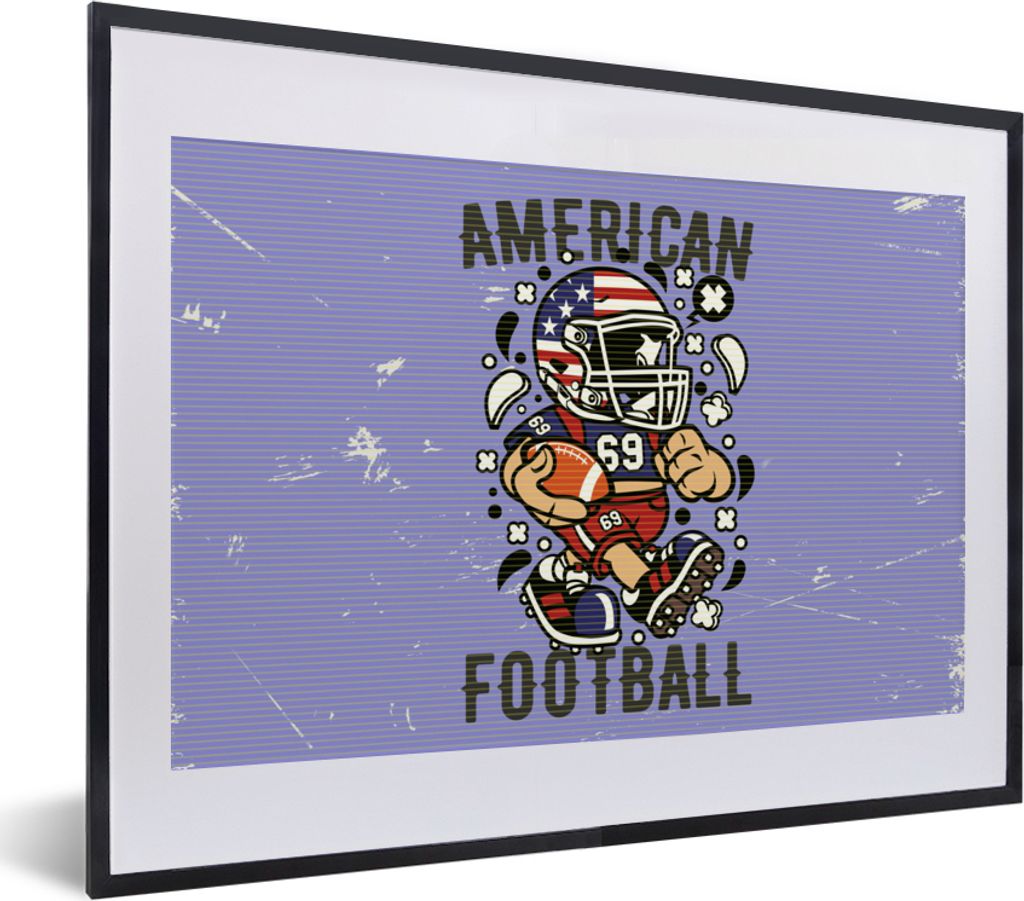 MuchoWow MuchoWow Gerahmtes Poster Fußball - Amerika - Jahrgang 40x30 cm - Poster mit zchwarzem Bilderrahmen - Bilderrahmen - Poster im Rahmen