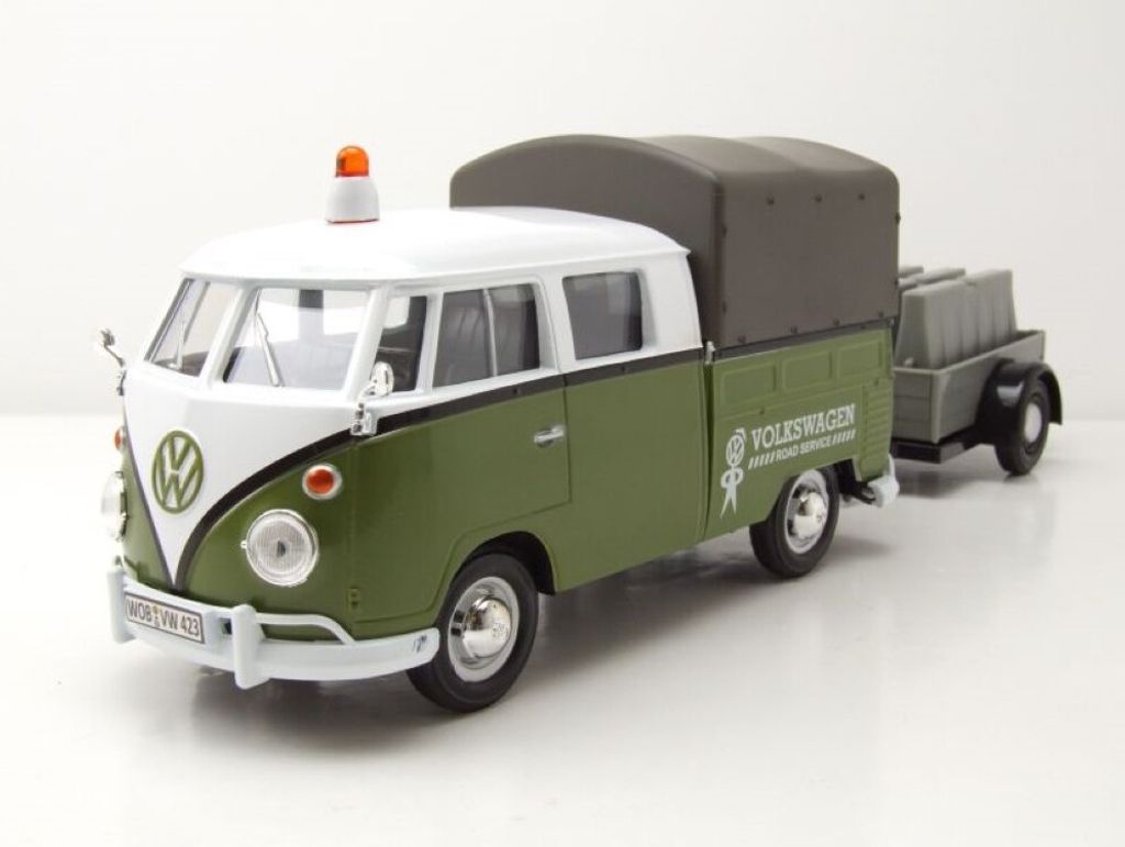 VW T1 Doppelkabine Volkswagen Road Service mit Anhänger MOTORMAX 1:24