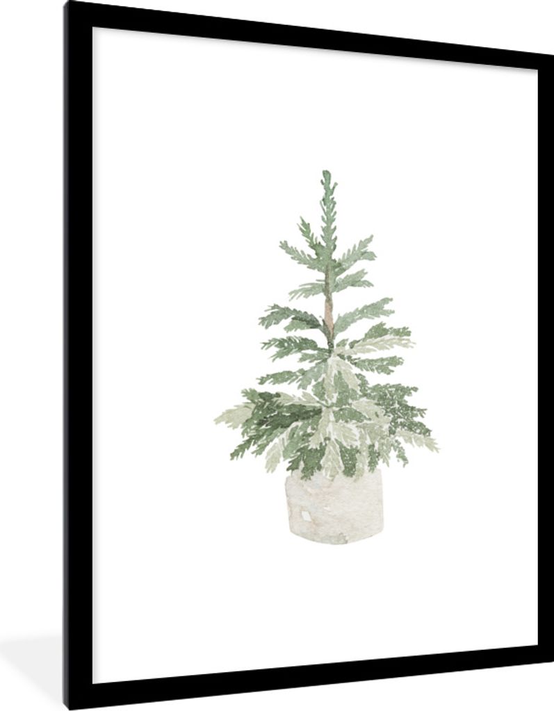 MuchoWow MuchoWow Gerahmtes Poster Weihnachtsbaum - Weihnachten - Party 60x80 cm - Poster mit zchwarzem Bilderrahmen - Wohnzimmer - Dekoratione...