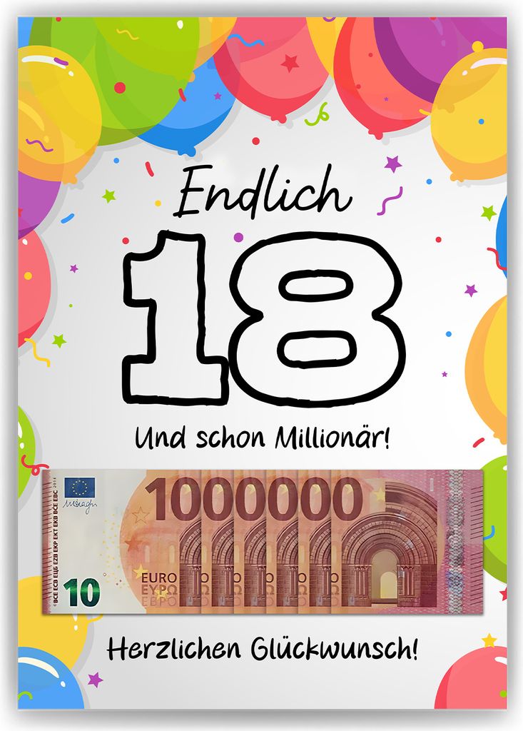 Geldgeschenk zum 18. Geburtstag Jungen & Mädchen | Deine erste Million | Lustiges Geburtstagsgeschenk Witzige Geschenkidee Geld kreativ verschenke...