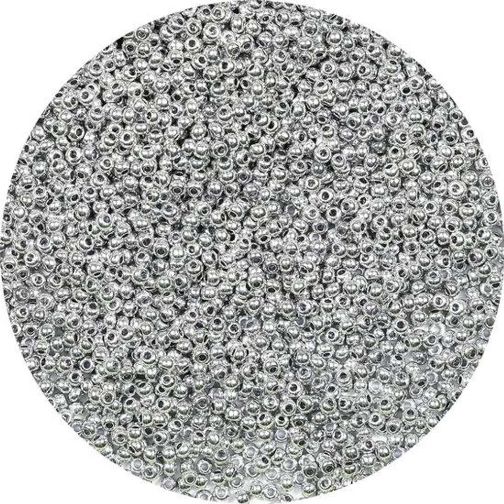 Perles de rocaille argentées 2mm en verre - Lot de 100g pour enfilage