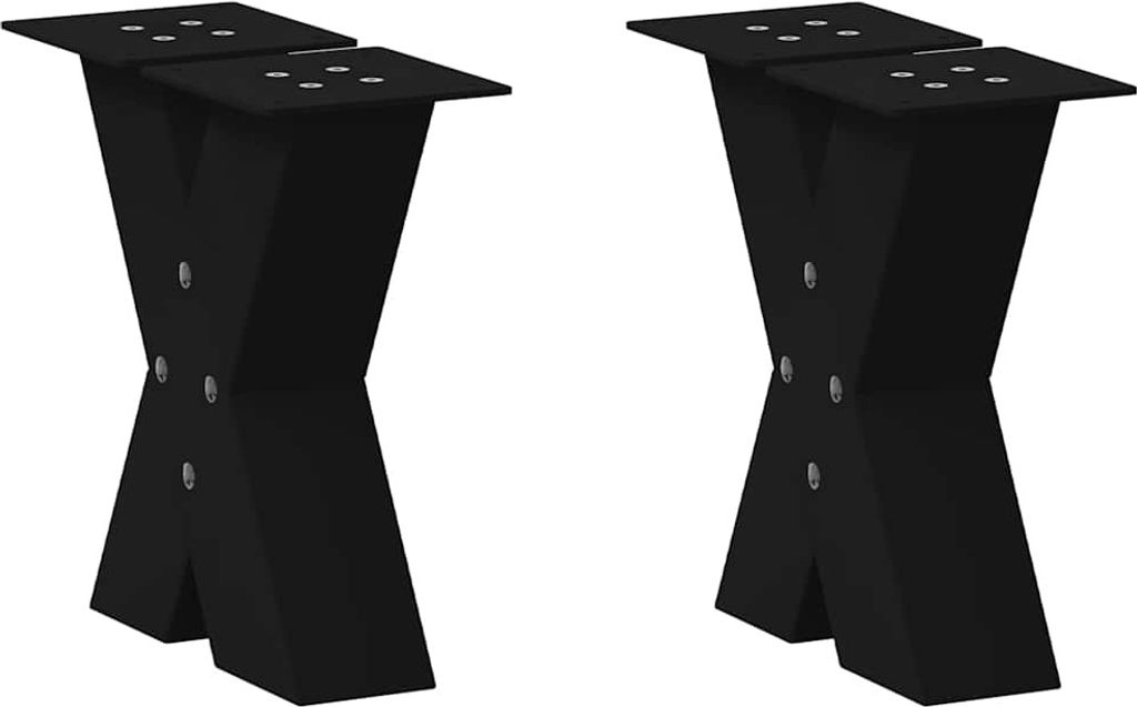 "im Angebot" Couchtischbeine X-Form 2 Stk. Schwarz 30x(30-31) cm Stahl - Tischbeine CC18010