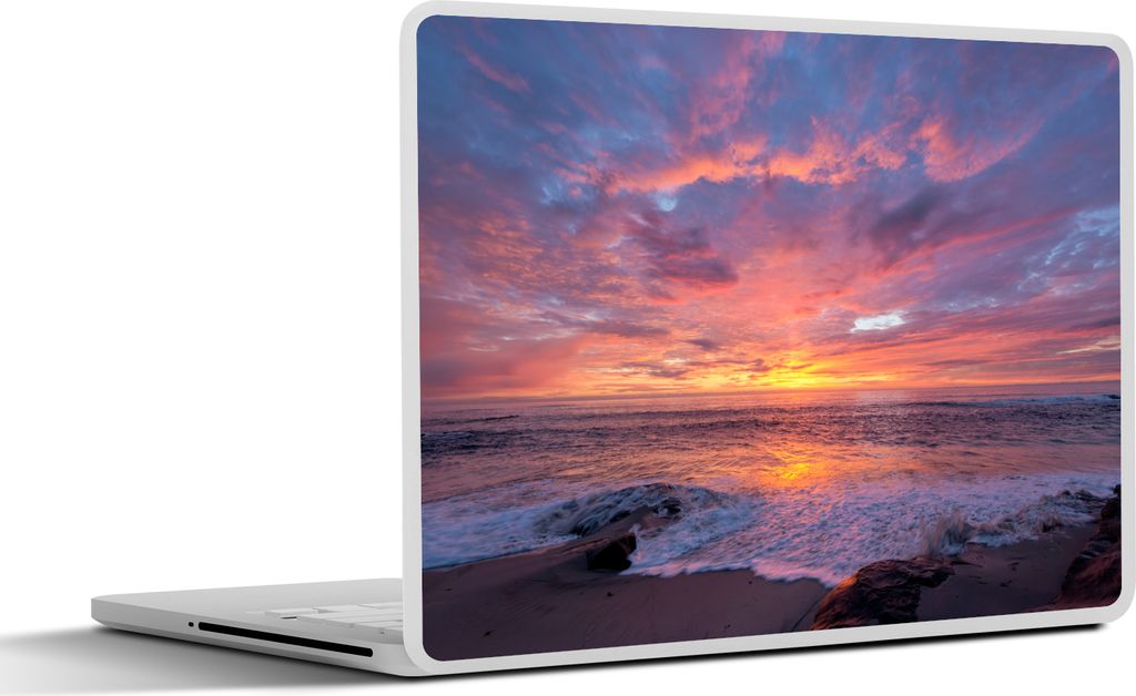 MuchoWow Laptop Aufkleber Sticker Cover Ein farbenprächtiger Sonnenuntergang am Meer 31x22.5 cm - Laptop-Deko