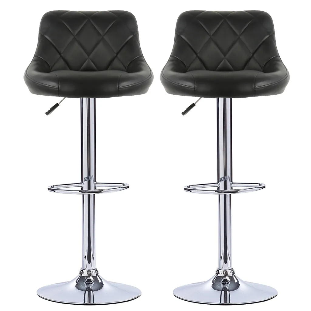 Chaise de Bar Pivotante Noire Réglable en Hauteur pour Cuisine Lot de 2