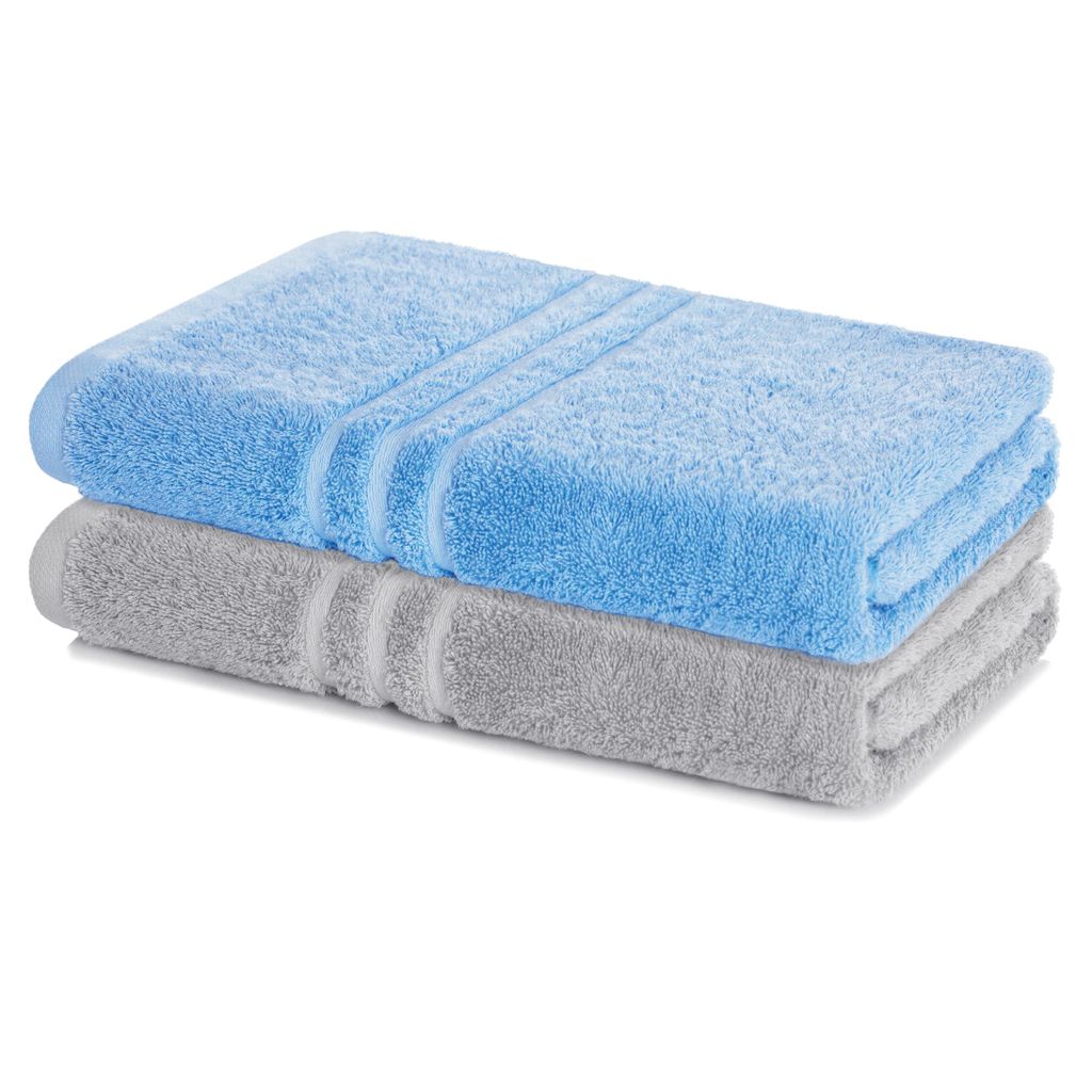 Lavea 2er Set Badetuch 100 x 150 cm Baumwolle, saugstarkes Duschtuch groß, Frottier Elena, Duschhandtuch, weich, waschbar 60 °C, trocknergeeign...