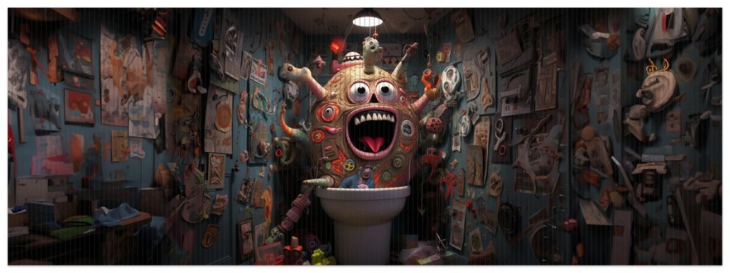 Wallario Duschmatte Antirutschmatte Badmatte Fußmatte Kloalarm - Toilettentroll, Größe ca. 180 x 65 cm