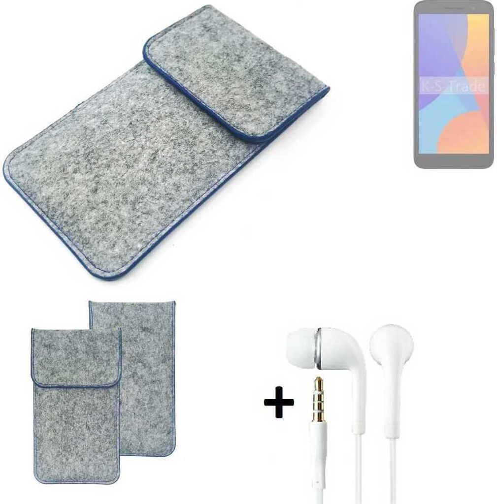 K-S-Trade Handy Schutz Hülle kompatibel mit Alcatel 1 (2021) Schutzhülle Handyhülle Filztasche Pouch Tasche Case Sleeve Filzhülle hellgrau, blauer