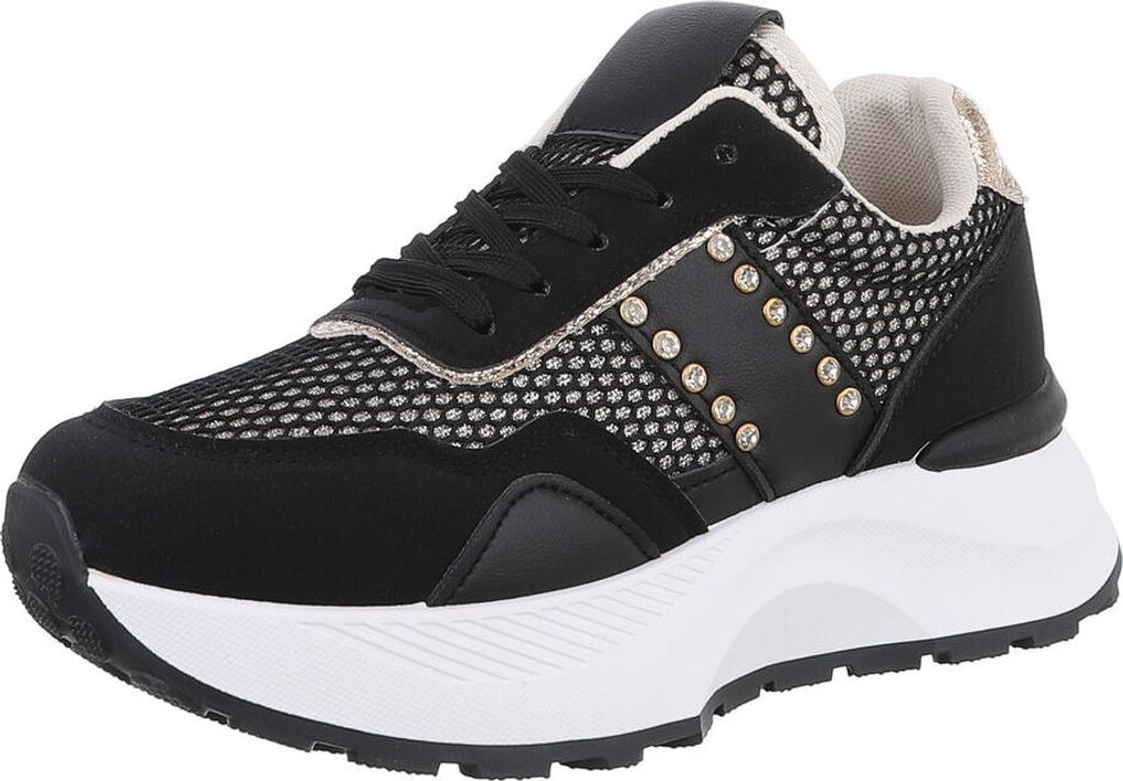 Ital-Design Damen Freizeitschuhe Lederoptik, Synthetikoptik Sneakers Low 88828582 Schwarz Gr. 39