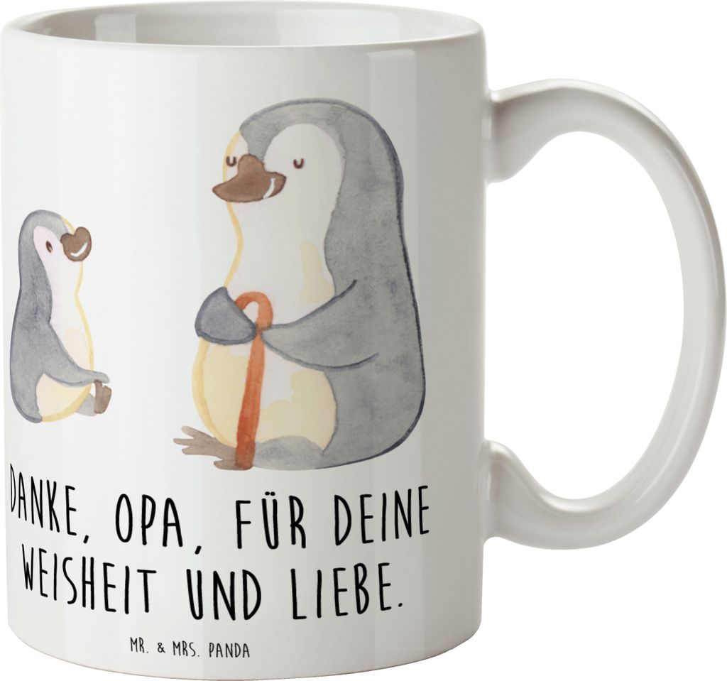 Mr. & Mrs. Panda Tasse Opa Weisheit und Liebe - Weiß - Geschenk, Dankeschön, Kaffeebecher, Band zwischen Großvater Enkelkindern, Kaffeetasse, Tr...