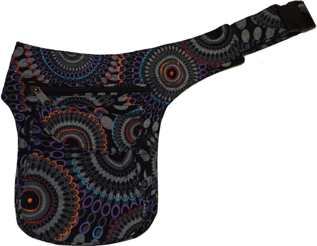 Bestickte Gürteltasche für Damen und Herren - Bunte Bauchtasche mit vielen Fächern, Farbe 1