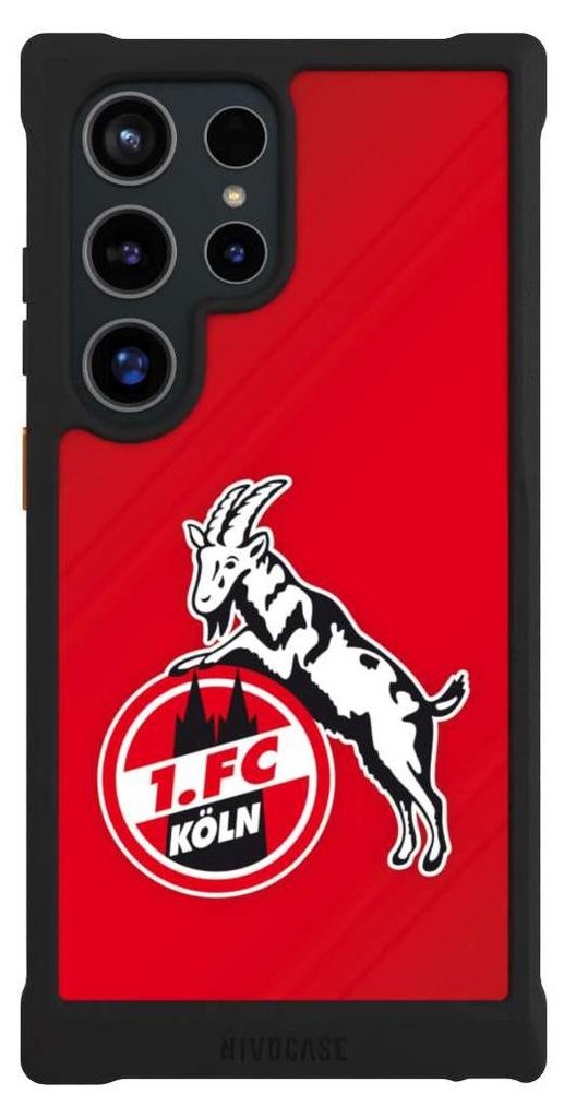 NIVOCASE Hülle für Samsung Galaxy S24 Ultra Stoßfeste Handyhülle NIVOmax Case Schwarz 1. FC Köln EffZeh Offizielles Lizenzprodukt