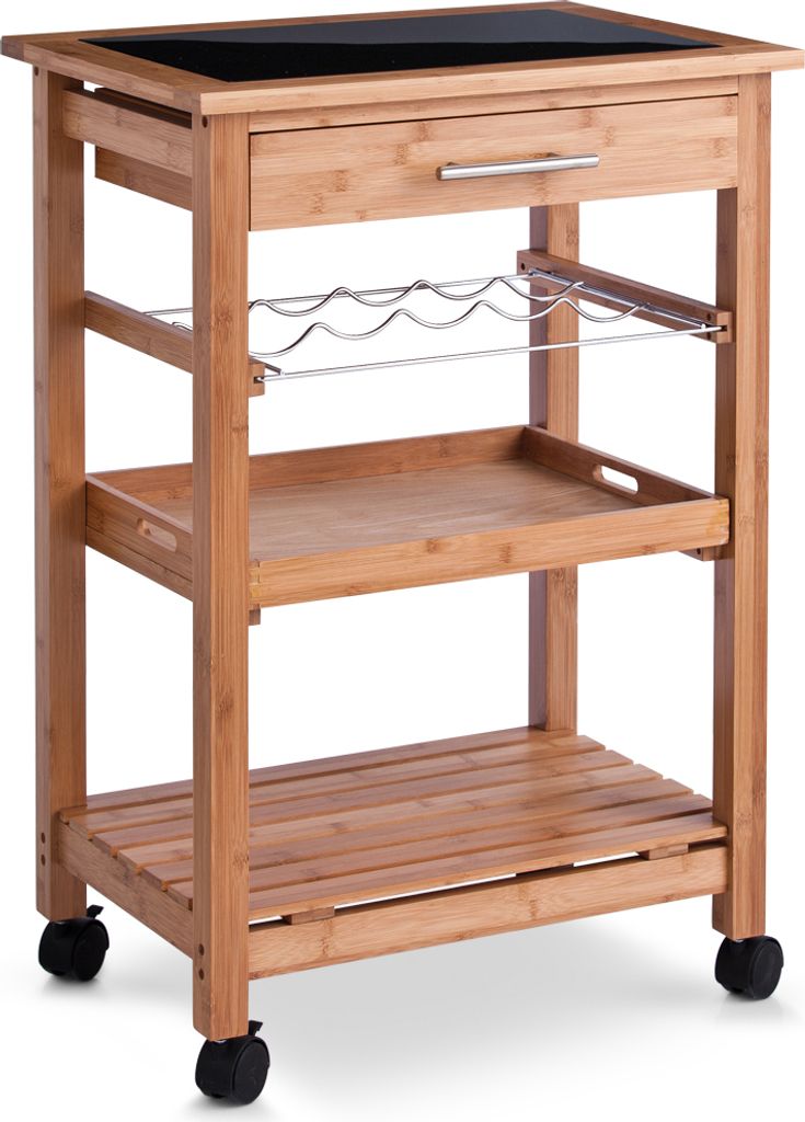 Zeller Küchenrollwagen, Bamboo/Glastop 58x40x85 Produktbild 