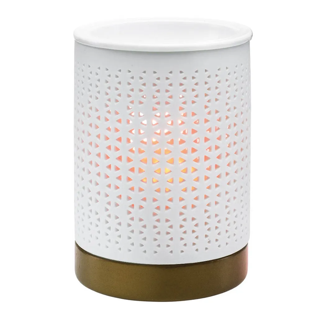 Lampe à Parfum en Argile Farfalla TODJA Design Rond Or et Blanc 95 mm