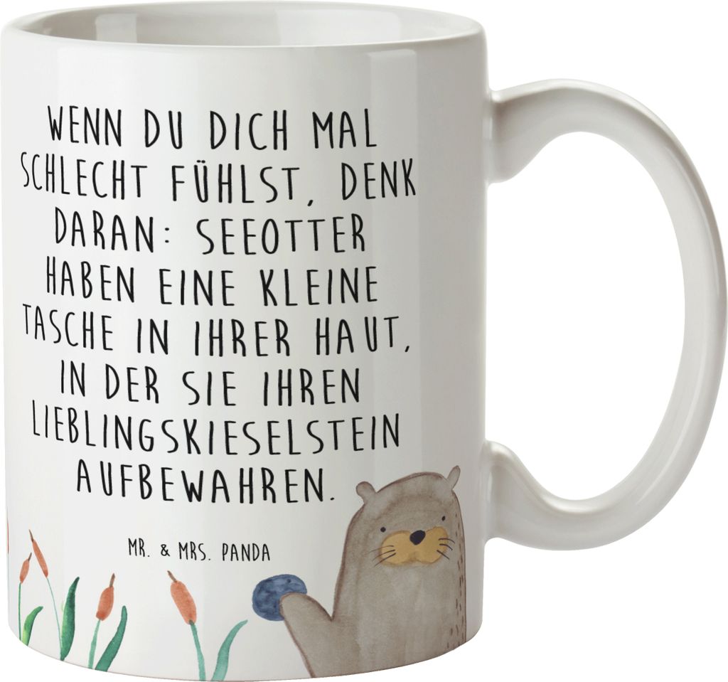 Mr. & Mrs. Panda Tasse Otter Stein - Weiß - Geschenk, Produktbild 