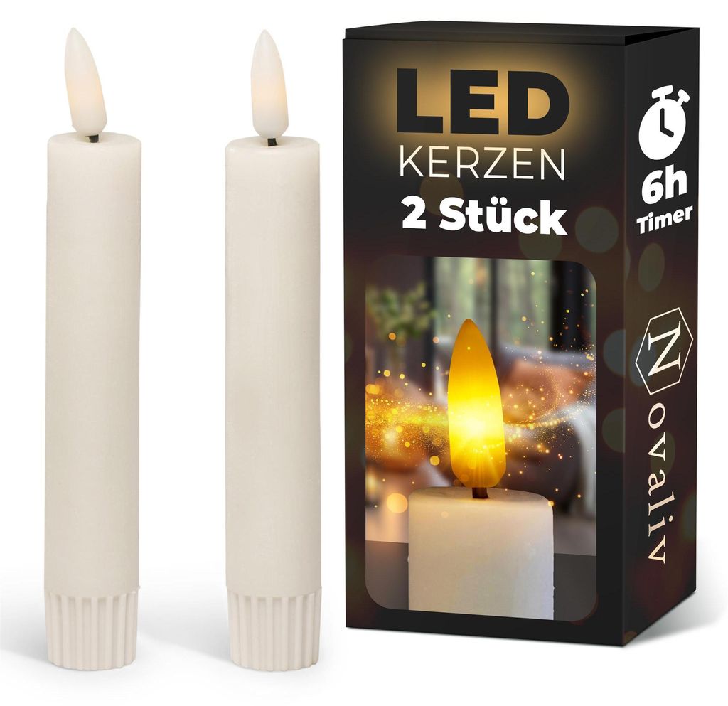 LED Stabkerze 2er indoor mit Timer Funktion - 6 Stunden - Produktbild 