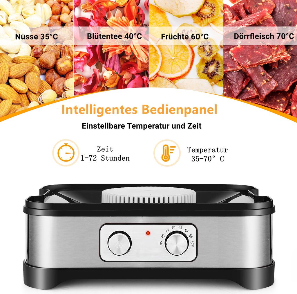 Tooluck 8 Etagen 400W Dörrautomat, Drehen-Taste, für Obst Produktbild 4