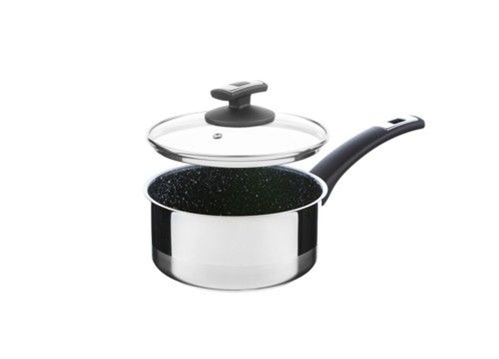 Cerammax Pro Comfort Stieltopf mit Griff, Durchmesser 18 cm, Volumen 2 l, Keramikoberfläche schwarzer Granit