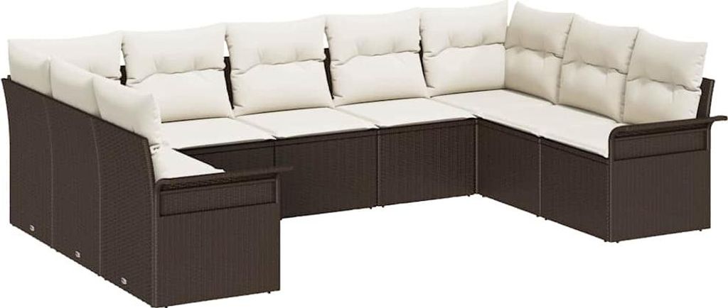 vidaXL Gartensofa-set mit Speicher 9 pcs Braun Poly-Rattan