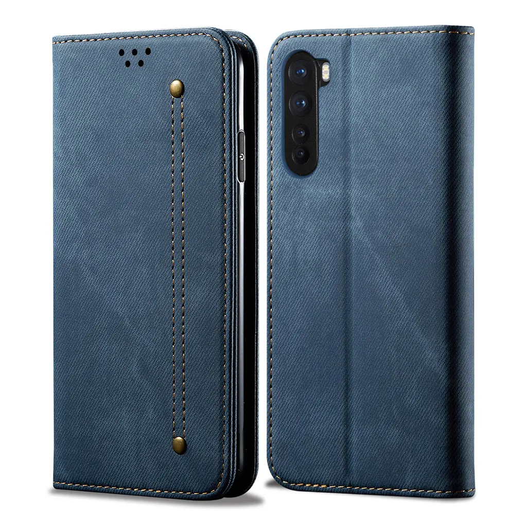 Custodia OnePlus Nord, Custodia a portafoglio in pelle con chiusura magnetica e funzione stand per OnePlus Nord Blu