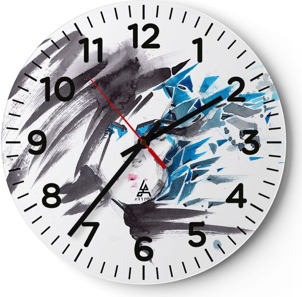 Wanduhr - Rund - Glasuhr - Frau Gesicht Illustration Make-up - 40x40cm - Schleichendes Uhrwerk - Lautlos - zum Aufhängen bereit - Dekoration Moder...