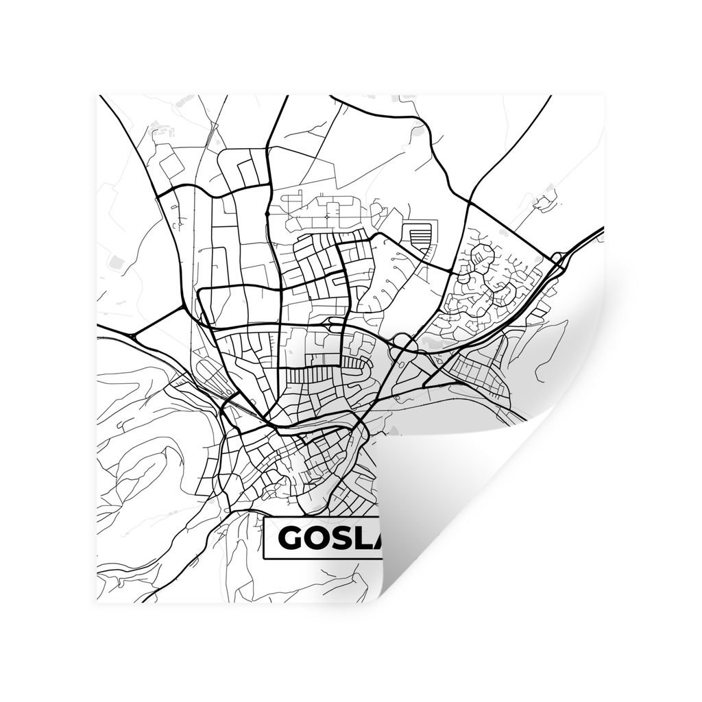 MuchoWow Wandtattoo Wandsticker Wandaufkleber Karte - Goslar - Stadtplan 30x30 cm Selbstklebend und Repositionierbar - Repositionierbar - Wasser ...