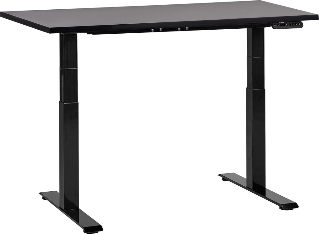 BELIANI Schreibtisch Schwarz Melamin 120x72cm Elektrisch Höhenverstellbar Rechteckig mit USB Metallgestell Modern Büro Steh-Sitz-Tisch Stehtisch