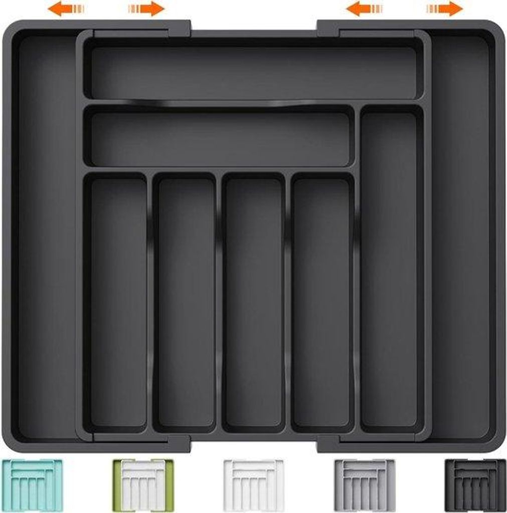 Küchenorganisator - Ausfahrbar - Verstellbarer Hänger - Küchenutensilien - Siln - Große schwarze - Plastik