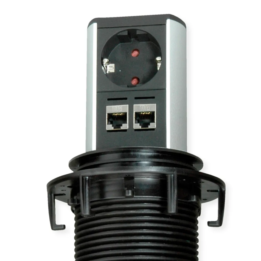 Bloc multiprise escamotable Bachmann Elevator avec Prise et Double RJ45