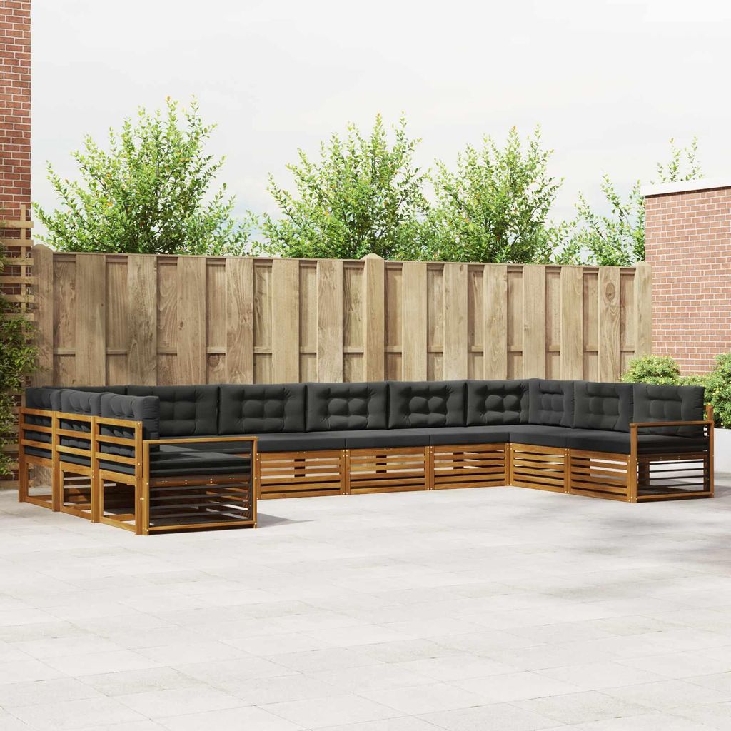 "Neues Produkt" Sofagarnituren - CLORIS - Terrassen-Sofa - 10 pcs - Natur und Anthrazit Massivholz Akazie - Modern Gartensofas V1667