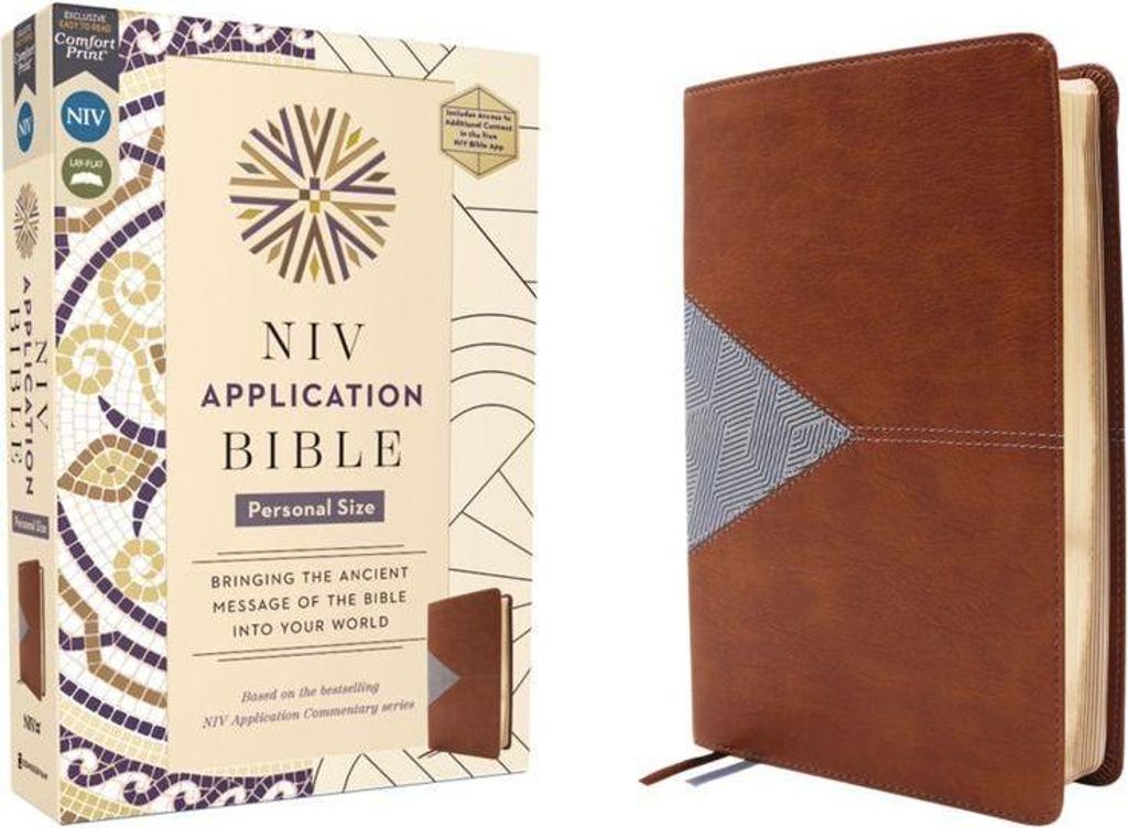 NIV Application Bible, Personal Size, Leathersoft, Brown/Blue, Red Letter, Comfort Print
